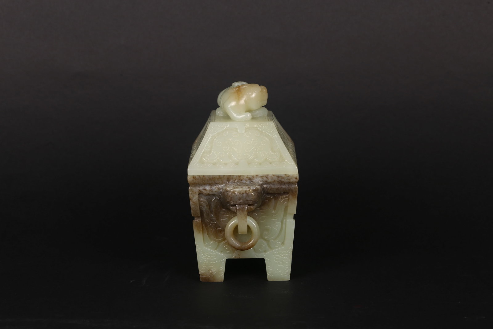 A Celadon Jade Carved Square Censer - 5