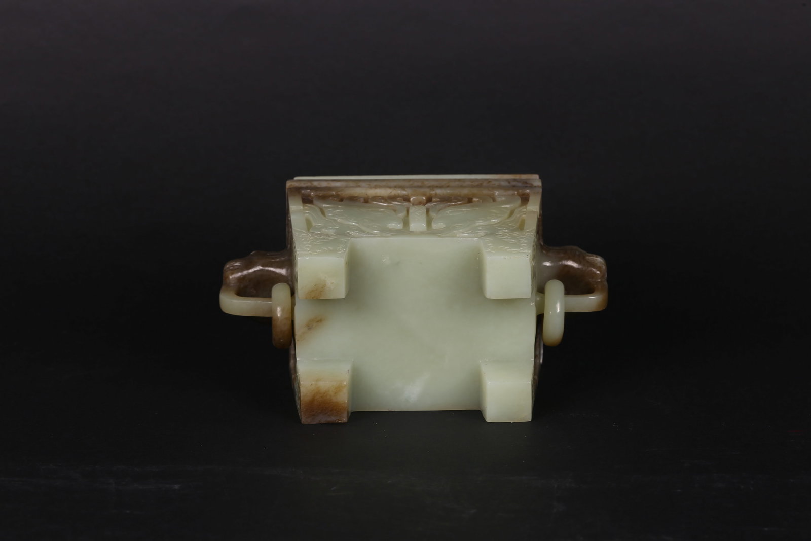 A Celadon Jade Carved Square Censer - 7
