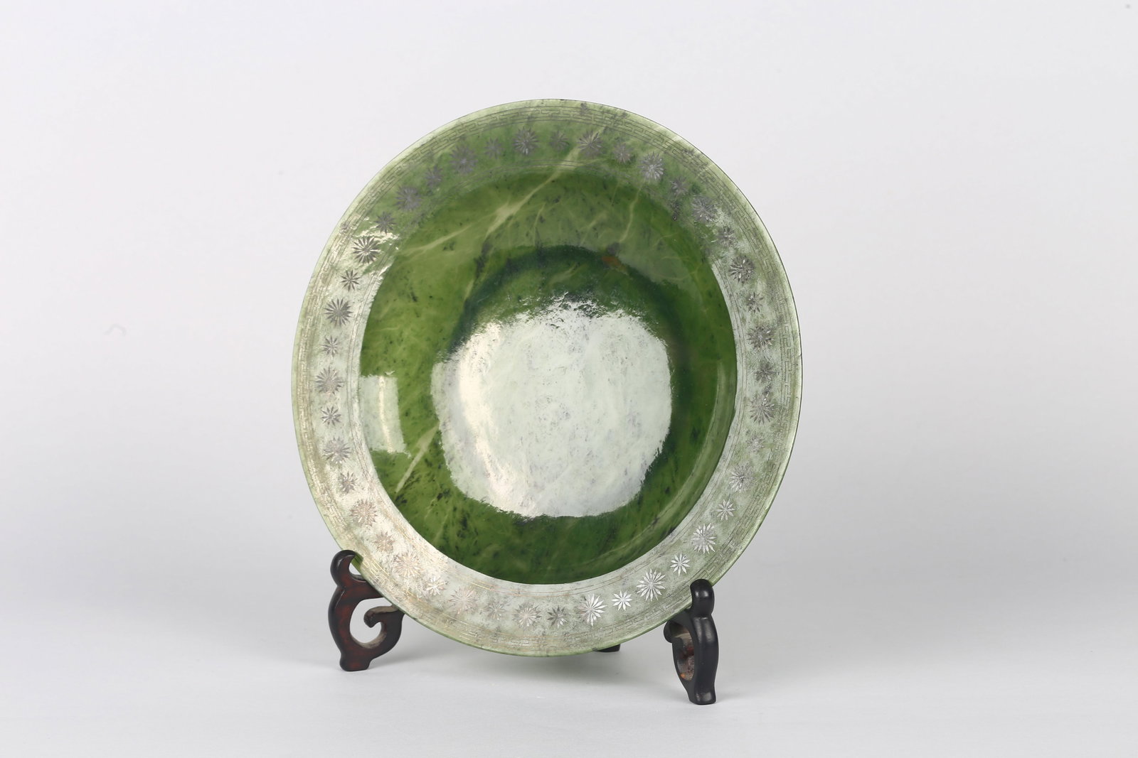 A Spinach Green Jade Plate - 2