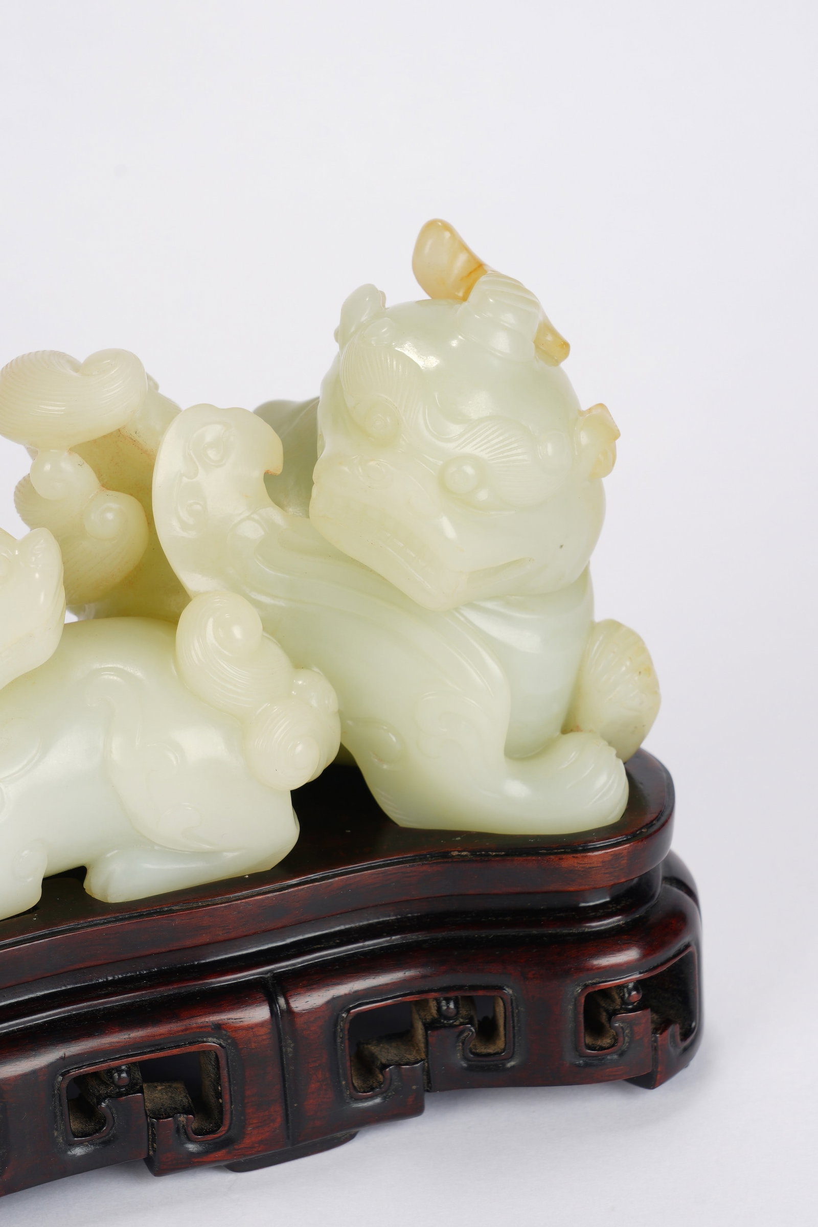A Chinese White Jade ?Two Bixie? Group - 2