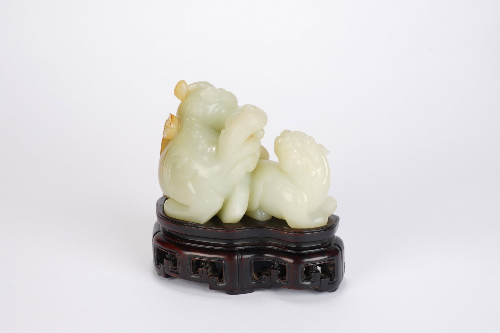 A Chinese White Jade ?Two Bixie? Group - 7