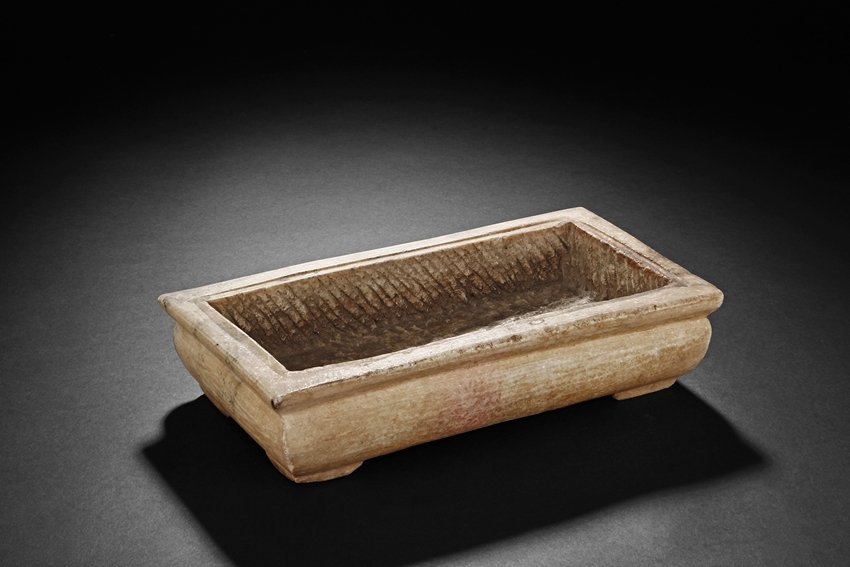 A MARBLE CARVED NARCISSUS TRAY (1 of 4)