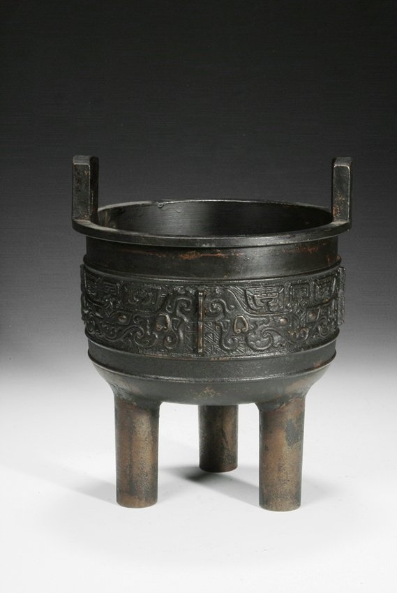 A PATINATED BRONZE CENSER (1 of 4)