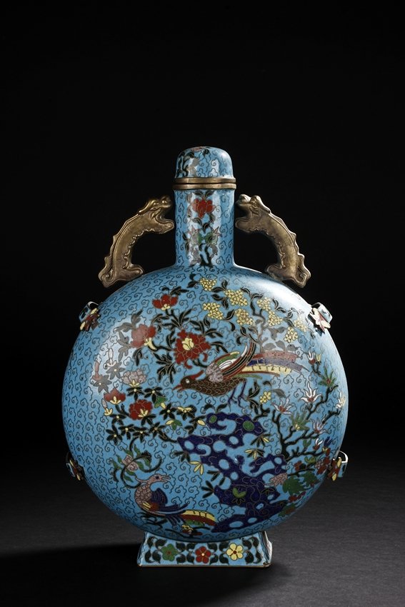 A CLOISONNE ENAMEL MOONFLASK (1 of 5)