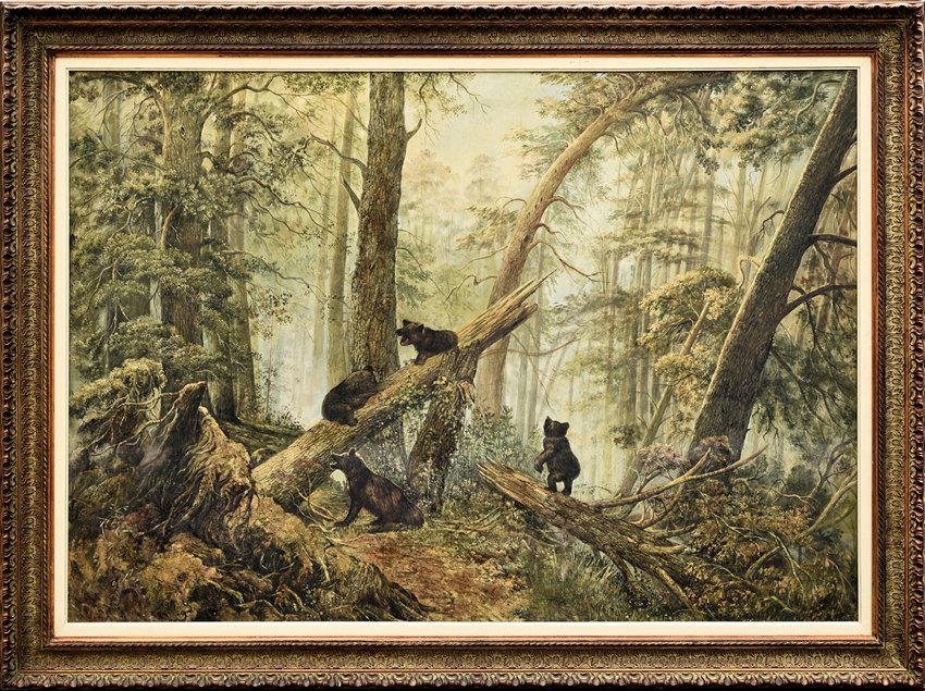 A LARGE OIL ON CANVAS LANDSCAPE PAINTING (1 of 6)