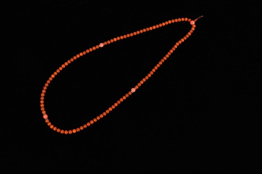 PRAYERS BEADS CONSISTING OF 108 CORAL AND AMBER BEADS (1 of 1)