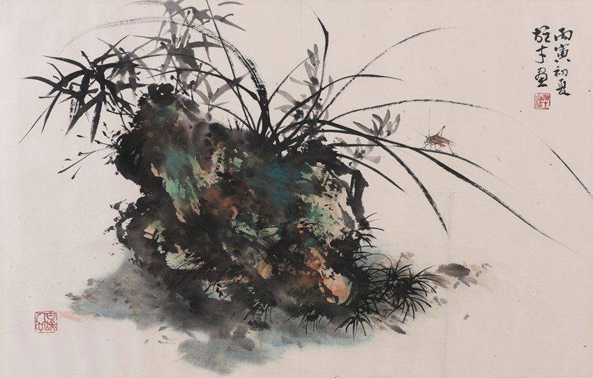 LI XIONGCAI: COLOR AND INK ON PAPER 'ORCHID' PAINTING (1 of 5)