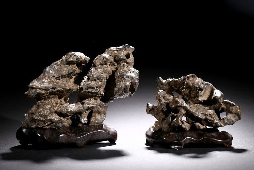 A SET OF TWO LINGBI SCHOLAR'S ROCKS (1 of 5)
