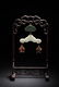 A PAIR OF SPINACH AND WHITE JADE HANGING PENDANTS - 2