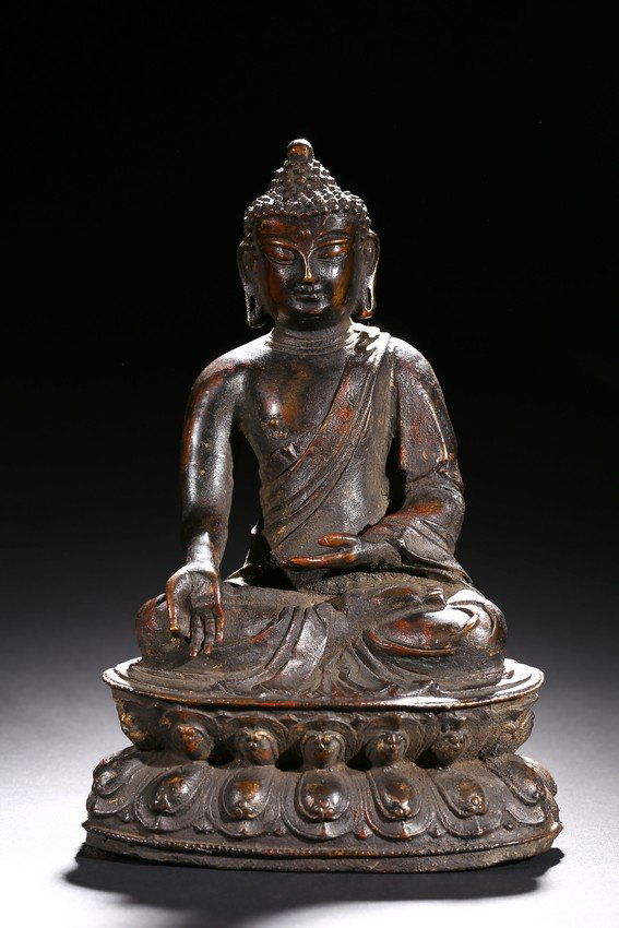 A BRONZE FIGURE OF BODHISATTVA WITH INSCRIPTION (1 of 10)