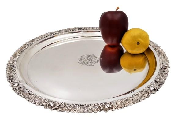 Tiffany & Co. Sterling Silver 1899 Cocktail Tray in Chrysanthemum Pattern with Radziwill Crest (1 of 8)