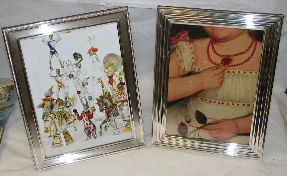 TWO STERLING SILVER ITALIAN PICTURE FRAMES: TWO STERLING SILVER ITALIAN PICTURE FRAMES MEASURING 9 BY 11 INCHES OUTSIDE MEASUREMENTS FOR 8 BY 10 PICTURE WITH ORIGINAL WOOD BACK.