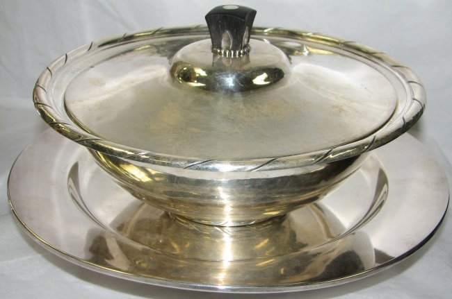 GEORG JENSEN DENMARK STERLING TUREEN & PLATE