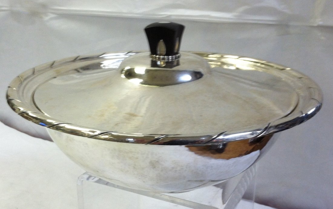 GEORG JENSEN DENMARK STERLING TUREEN & PLATE - 5