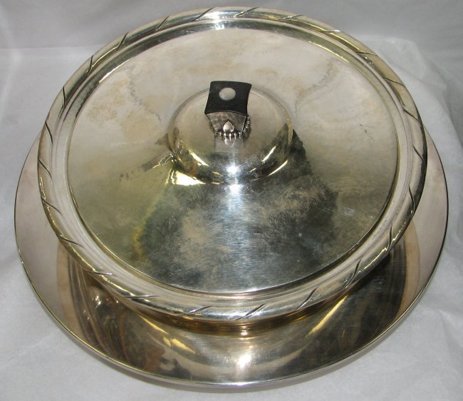 GEORG JENSEN DENMARK STERLING TUREEN & PLATE - 9