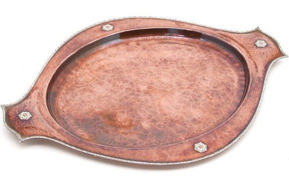 ARTS & CRAFTS SILVER & COPPER VASES & TRAY - 7