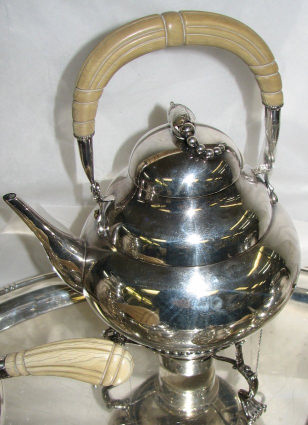 STERLING SILVER TEA SERVICE STYLE OF GEORG JENSEN - 3