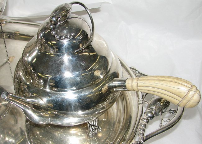 STERLING SILVER TEA SERVICE STYLE OF GEORG JENSEN - 4