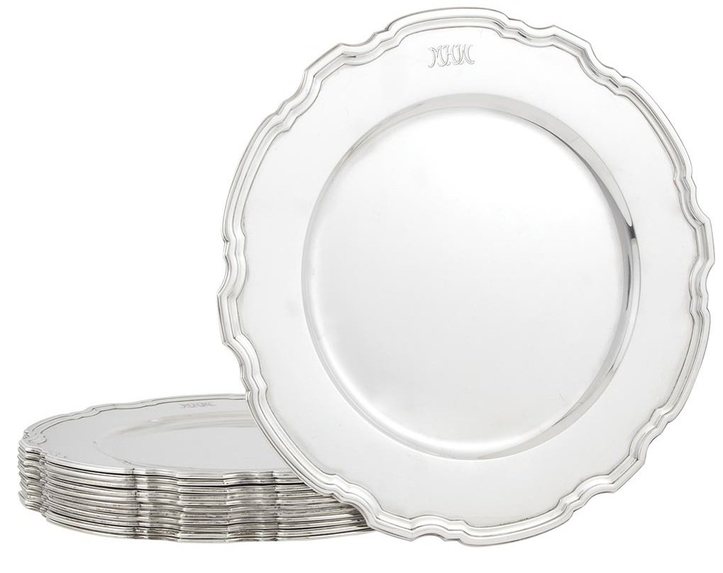 SET OF 12 TIFFANY Art Deco Sterling Silver Chargers