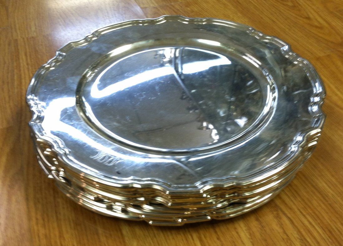 SET OF 12 TIFFANY Art Deco Sterling Silver Chargers - 4