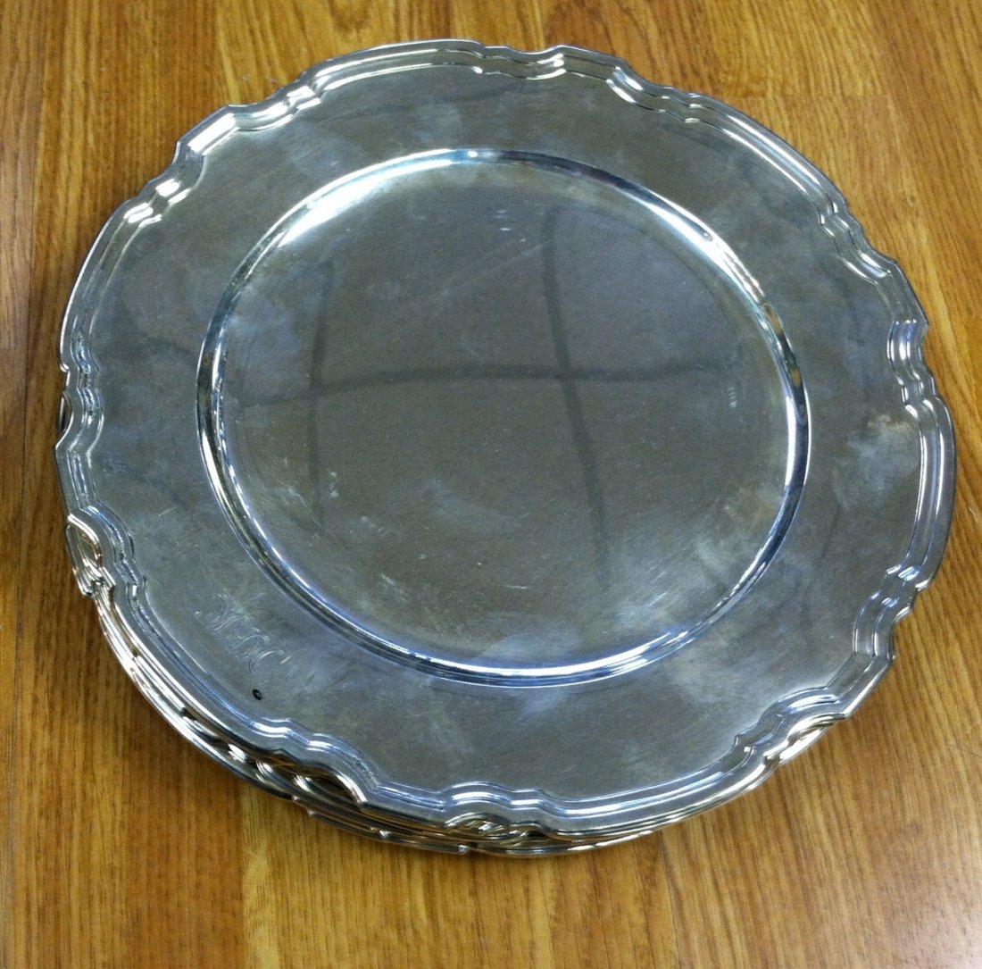 SET OF 12 TIFFANY Art Deco Sterling Silver Chargers - 5
