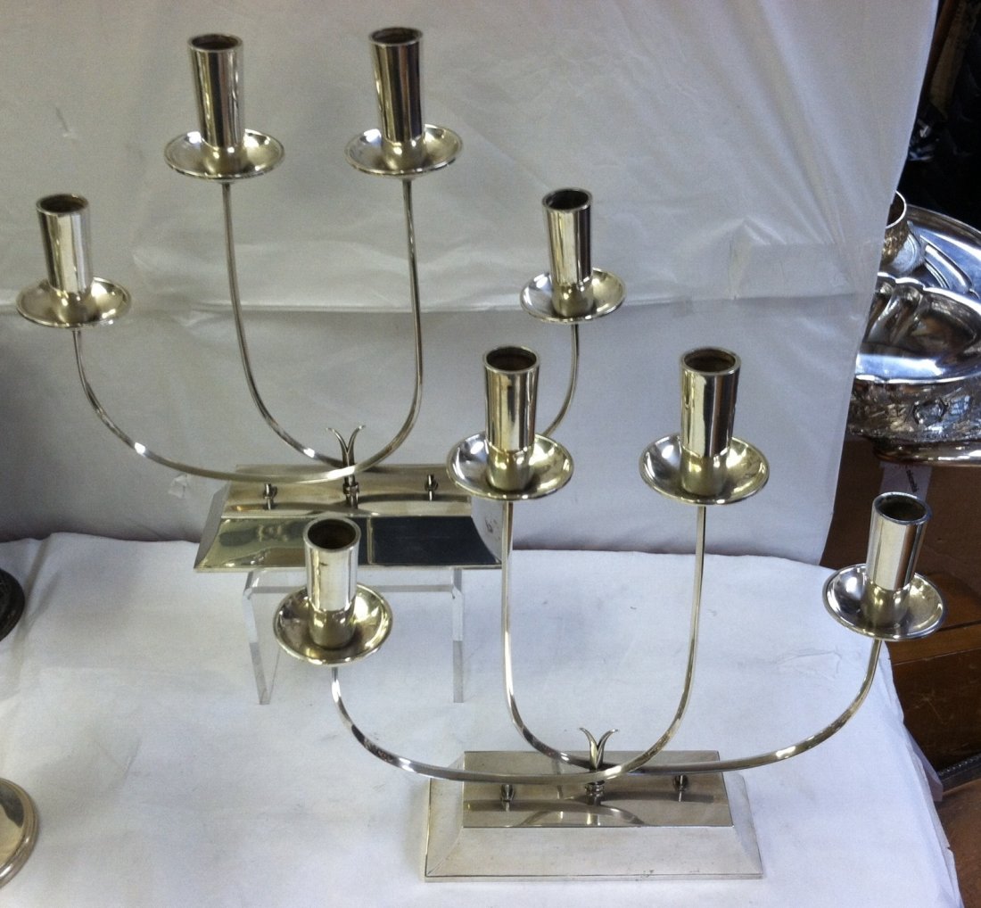 PAIR OF HAND WROUGHT STERLING SILVER CANDELABRA