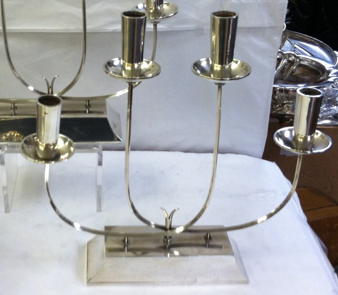 PAIR OF HAND WROUGHT STERLING SILVER CANDELABRA - 2