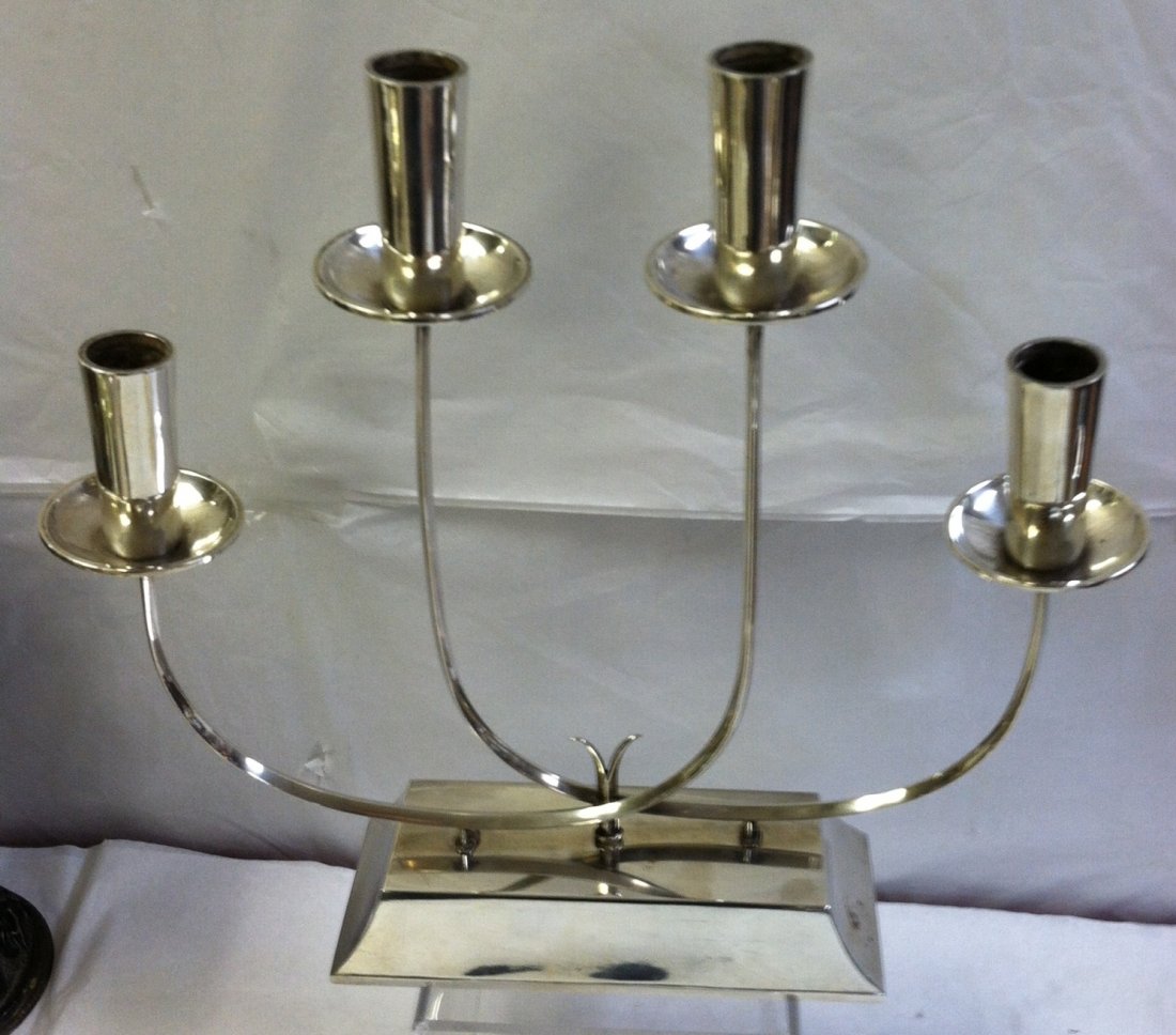 PAIR OF HAND WROUGHT STERLING SILVER CANDELABRA - 6