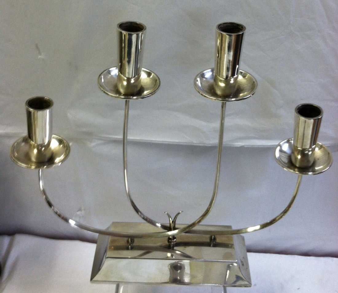 PAIR OF HAND WROUGHT STERLING SILVER CANDELABRA - 9