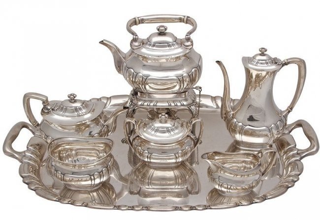 TIFFANY & CO. ART DECO STERLING SILVER TEA SET & TRAY