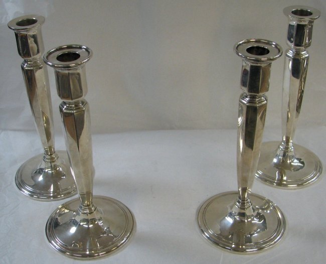 FOUR TIFFANY & CO. ART DECO STERLING CANDLESTICKS