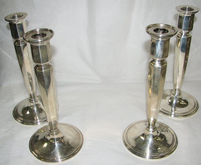 FOUR TIFFANY & CO. ART DECO STERLING CANDLESTICKS - 2