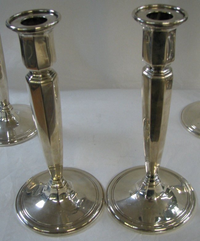 FOUR TIFFANY & CO. ART DECO STERLING CANDLESTICKS - 3
