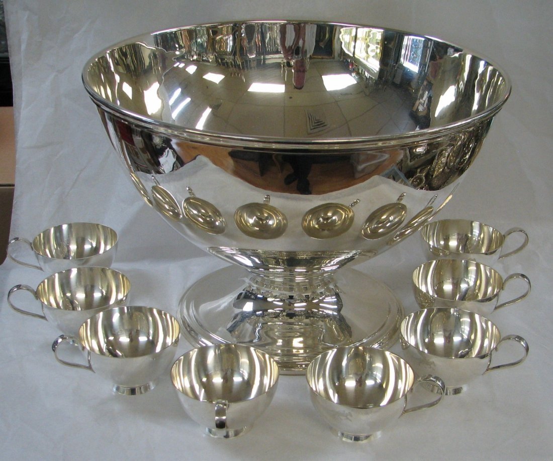 TIFFANY STERLING SILVER PUNCH BOWL & CUPS