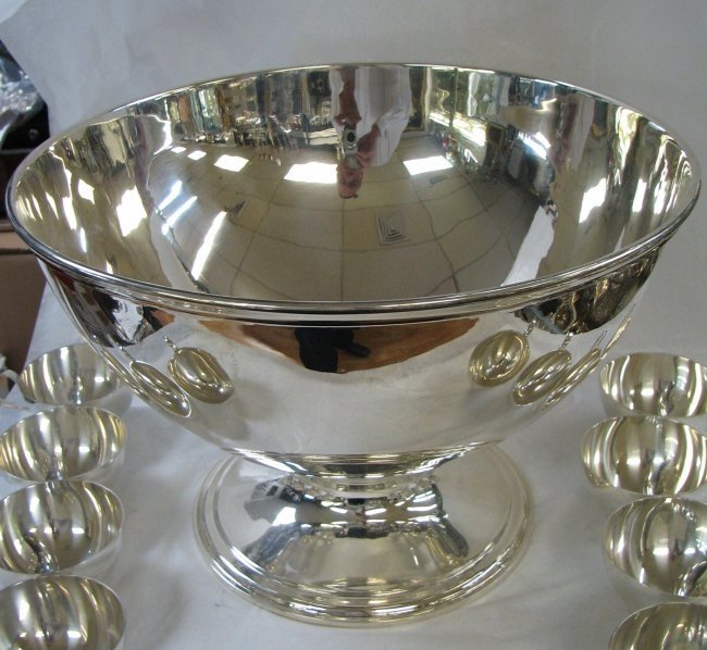 TIFFANY STERLING SILVER PUNCH BOWL & CUPS - 3