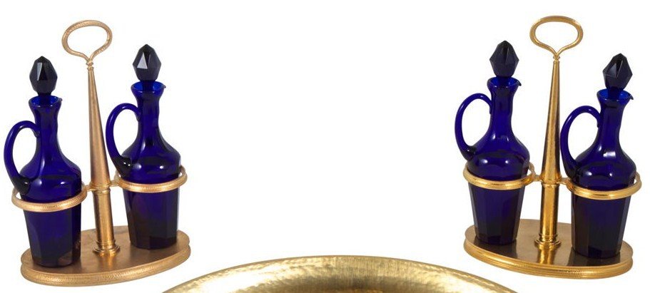 PAMPALONI HAND HAMMERED SILVER CENTERPIECE & CRUETS - 2