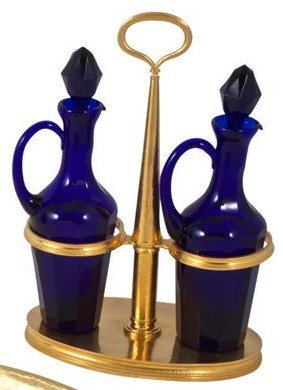 PAMPALONI HAND HAMMERED SILVER CENTERPIECE & CRUETS - 3