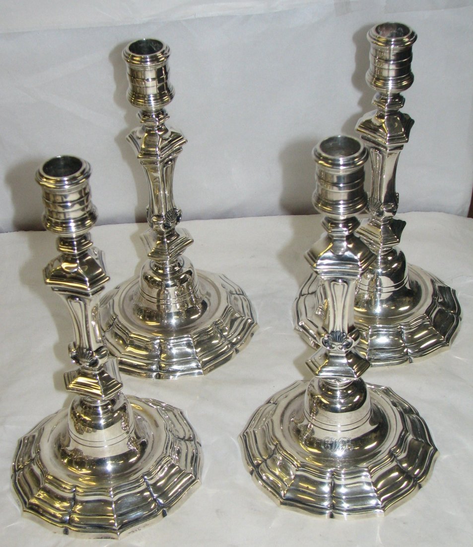 SET OF FOUR TIFFANY ART DECO STERING CANDLESTICKS