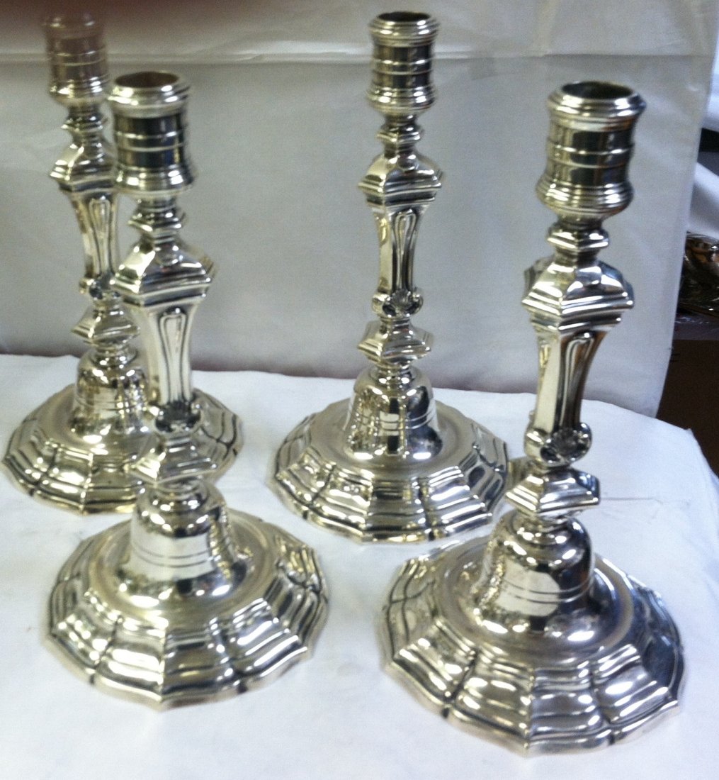 SET OF FOUR TIFFANY ART DECO STERING CANDLESTICKS - 3