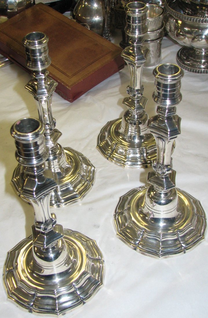 SET OF FOUR TIFFANY ART DECO STERING CANDLESTICKS - 9