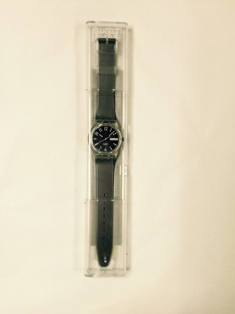 Swatch Watch Gutenberg: Authentic Swatch Watch in the original box, never been used. It was purchased by prestigious collector Renato Pachetti 525 Park Avenue in second half of the twenties century.