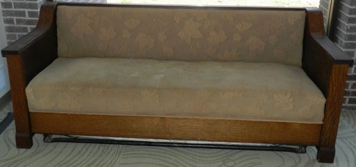 4107 Antique Arts Crafts Mission Style Sleeper Sofa Aug