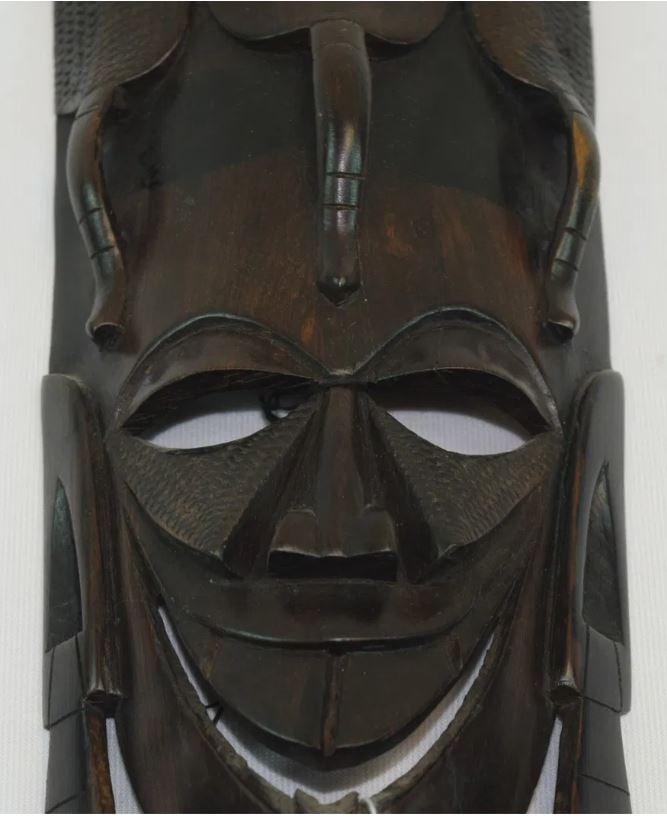 African Wood Tiki Mask, measures 5"x11"1.5": African Wood Tiki Mask, measures 5"x11"x1.5"