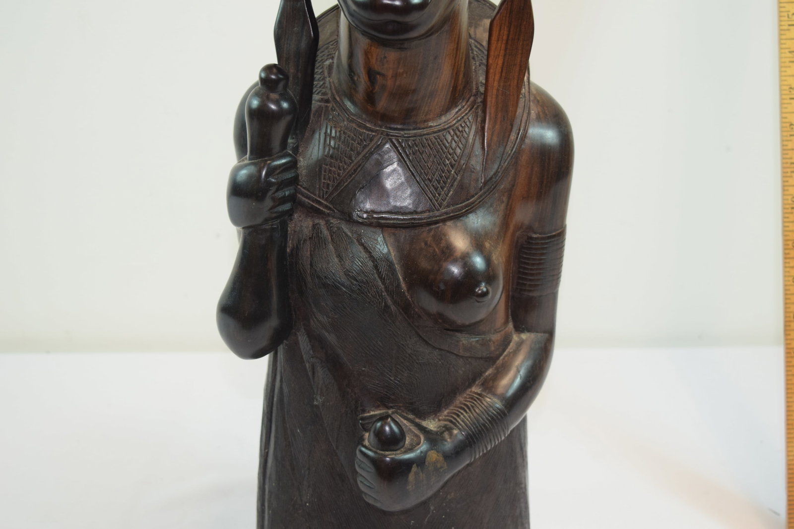 Hand carved Tanzania Large ebony bust and body African tribal sculpture, measures 8" x 8" x 2": Hand carved in Tanzania, Large ebony bust and body African tribal sculpture, measures 8" x 8" x 2"