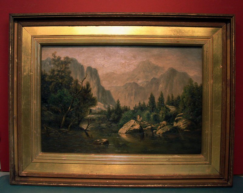George Gunther Hartwick: Alpine Landscap Oil on wood panel 13 1/2"x 20" George Gunther Hartwick (?-1899) Provenance: Private Collection Fleischmann, NY