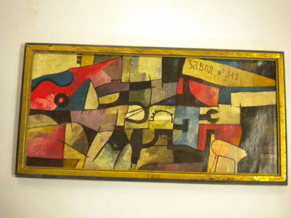 Ivan Puni: Abstract Composition Oil on canvas 22" x 10" Ivan Albertovitch Puni/Jean Pougny Russian (1892-1956)