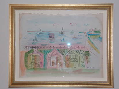 Raoul Dufy: Watercolor on paper 14 1/2" x 11" (sold as attributed to) Raoul Dufy (1877-1953) provenance: Galeria Arte Estudio Figueroa, Caracas Venezuela