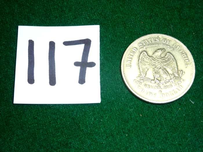 1876 USA silver trade dollar with San Francisco mi: 1876 USA silver trade dollar with San Francisco mint mark.