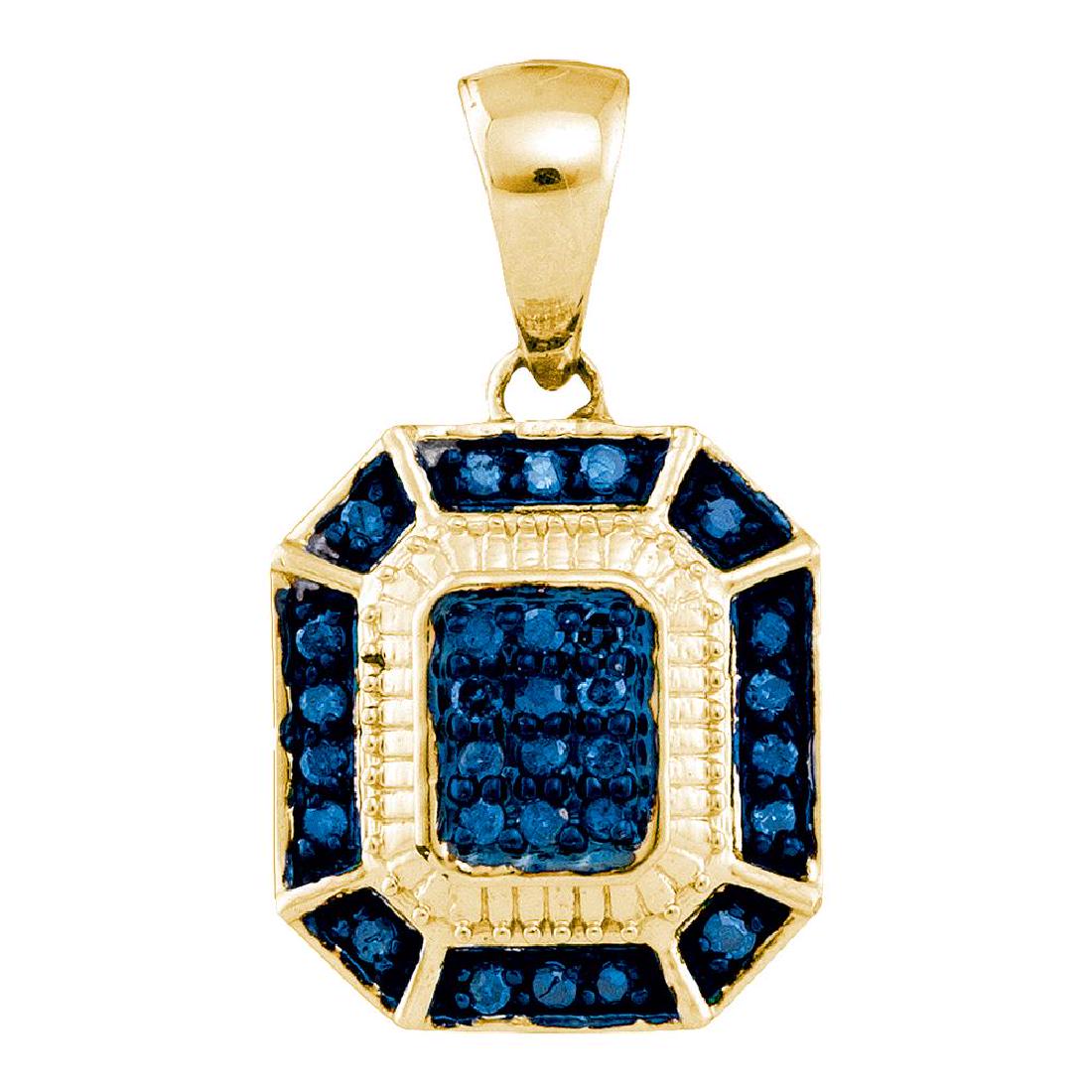 0.15 CTW Blue Color Diamond Rectangle Cluster Pendant: REF-14N9F- SKU: GD85880 ---- 0.15 CTW Blue Color Diamond Rectangle Cluster Pendant 10KT Yellow Gold Manufacturer's Suggested Retail Price: $590.00 Mainstone Type: Colored Blue Diamond @ 0.15ct Mainsto