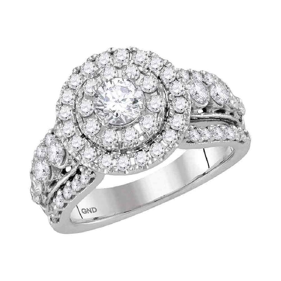 1.99 CTW Diamond Solitaire Halo Bridal Engagement Ring: REF-285Y2X- SKU: GD117046 ---- 1.99 CTW Diamond Solitaire Halo Bridal Engagement Ring 14KT White Gold Manufacturer's Suggested Retail Price: $11180.00 Mainstone Type: Diamond @ 0.49ct Mainstone Color: